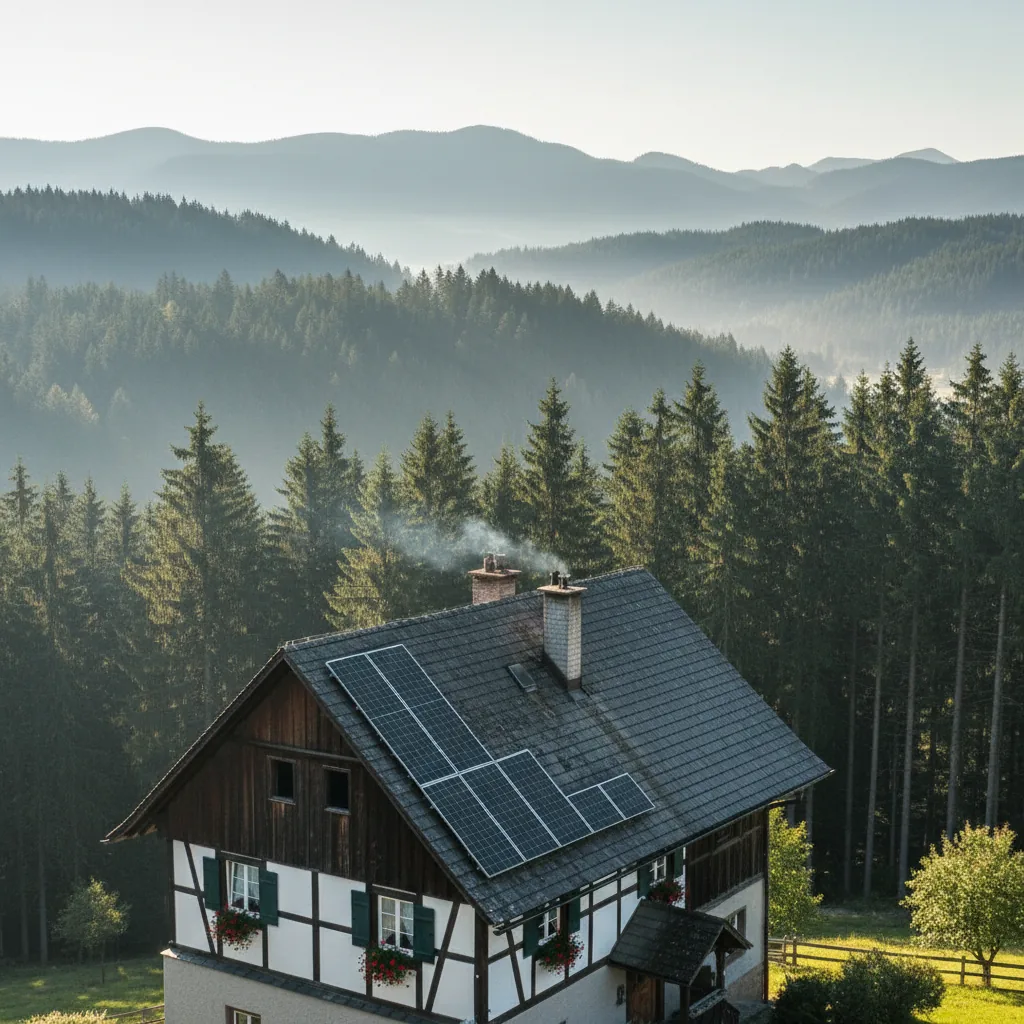 PV-Anlage in Cham im Bayerischen Wald, östliche Oberpfalz