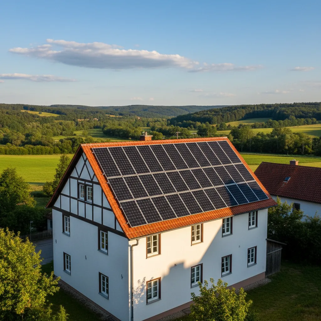Soleno PV-Installation in Zeitlarn bei Regensburg — Einfamilienhaus-Dach mit Solarmodulen